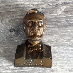 Vintage Bronze Abraham Lincoln Bust Piggy Bank Heavy